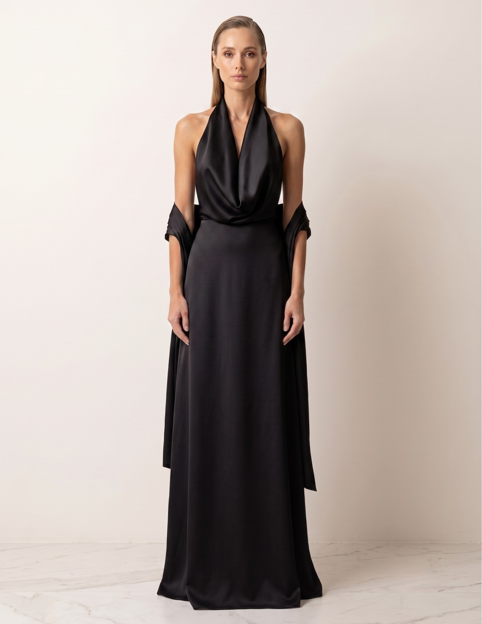 Seraphina Backless Silk Satin Evening Gown
