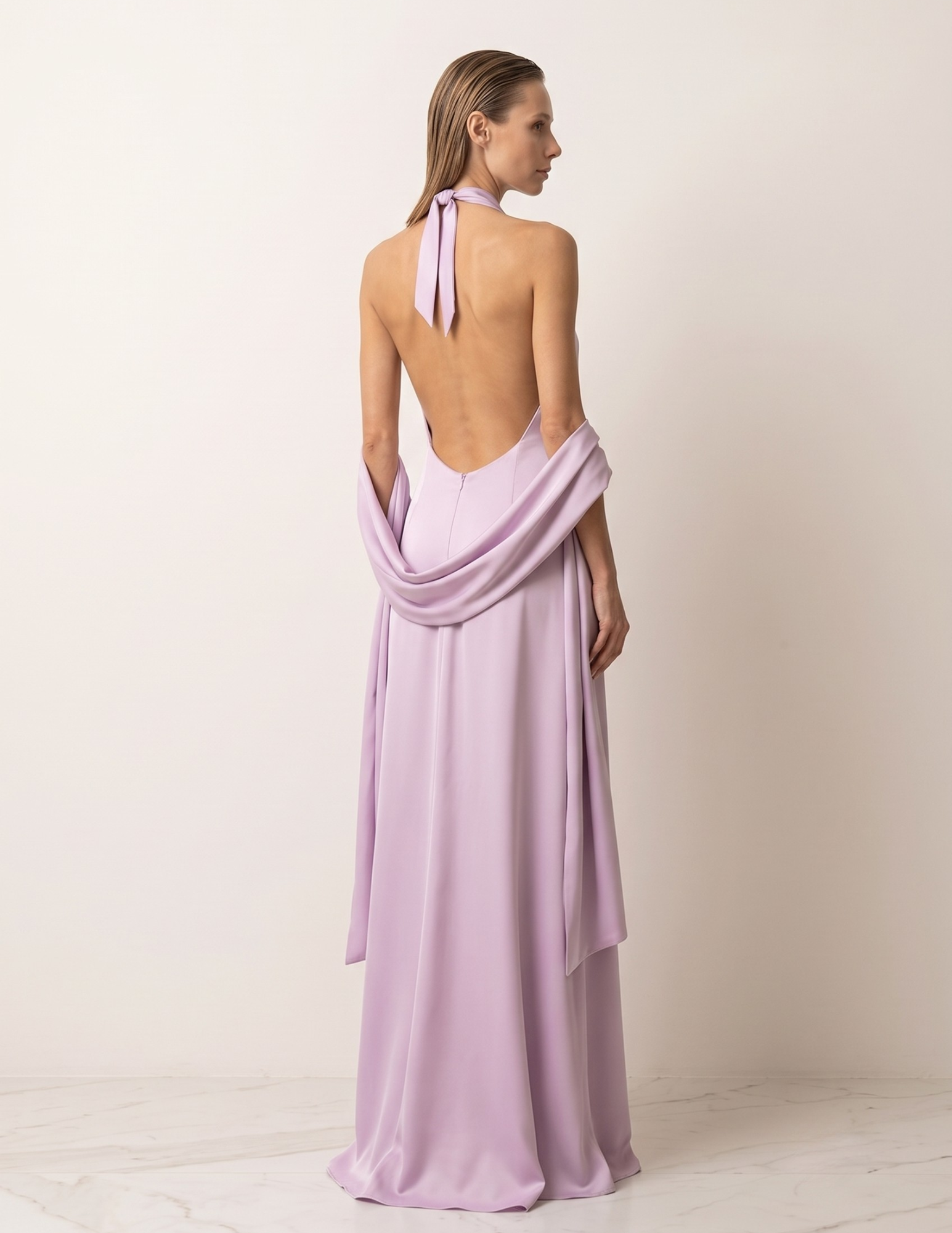 Seraphina Backless Silk Satin Evening Gown