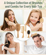 5 Pack Bamboo Hair Brush Set for Hair Growth, Detangling Comb Set