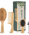 5 Pack Bamboo Hair Brush Set for Hair Growth, Detangling Comb Set