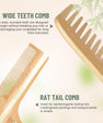 5 Pack Bamboo Hair Brush Set for Hair Growth, Detangling Comb Set