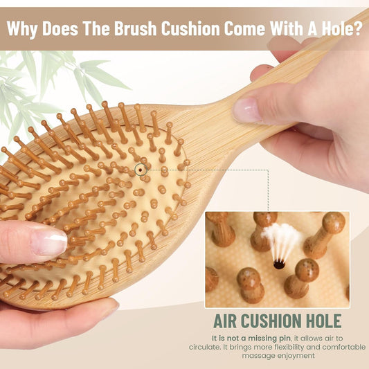 5 Pack Bamboo Hair Brush Set for Hair Growth, Detangling Comb Set