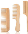 3PCS Bamboo Comb Natural Wooden Comb for Women