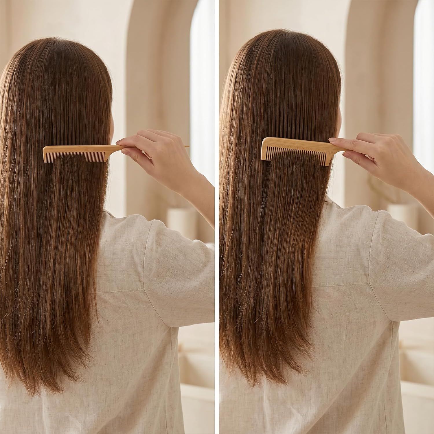 3PCS Bamboo Comb Natural Wooden Comb for Women