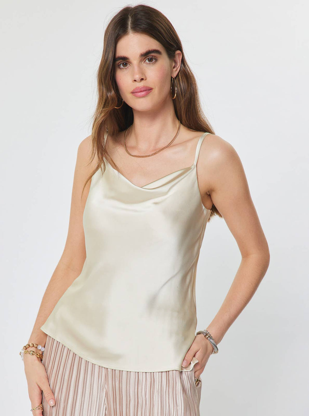 Cowl Neck Satin Cami Top