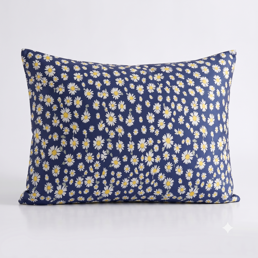 100% Silk Daisy Vesper Blue Pillowcase