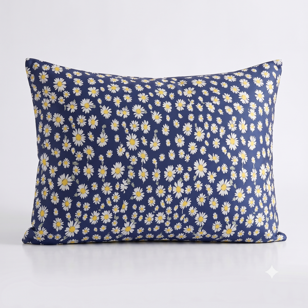 100% Silk Daisy Vesper Blue Pillowcase