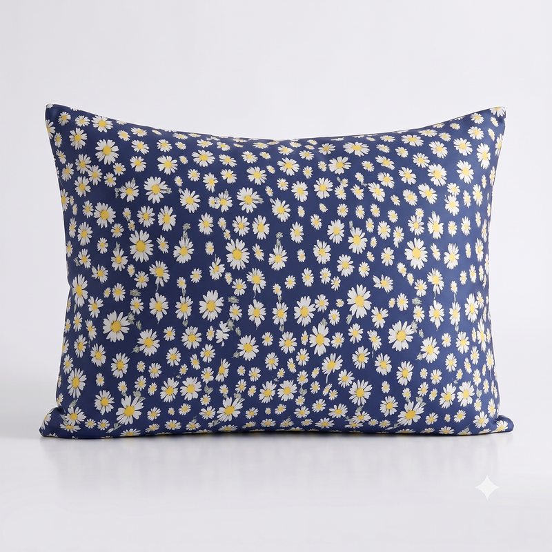 100% Silk Daisy Vesper Blue Pillowcase