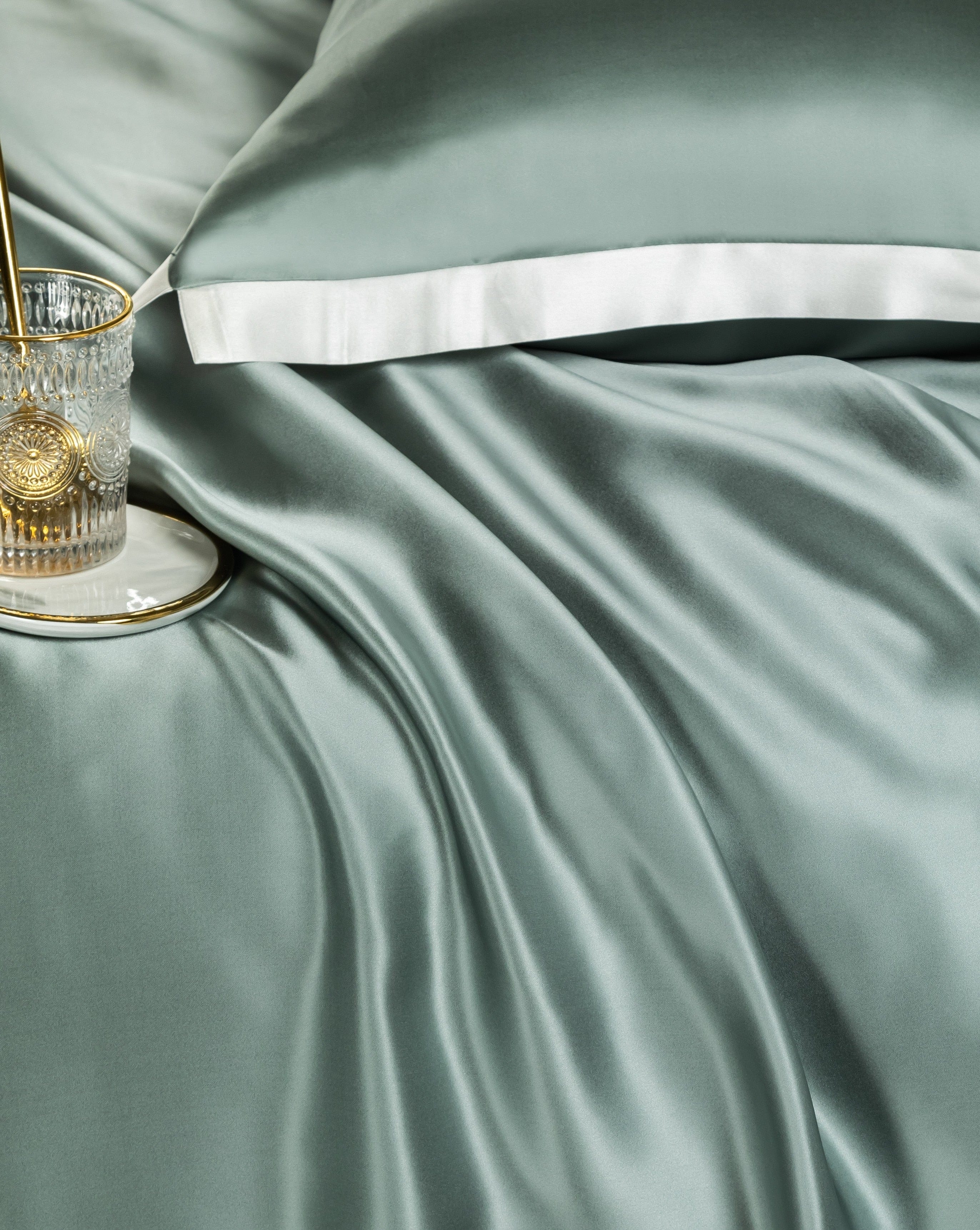 Premium Teal Mulberry Silk Bedding Set