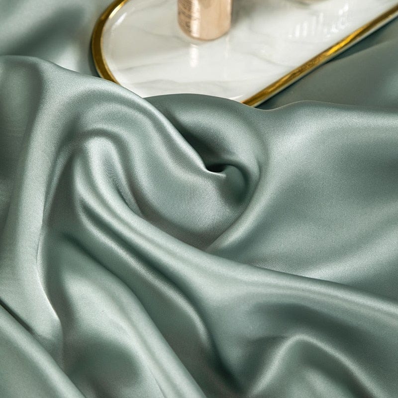 Premium Teal Mulberry Silk Bedding Set