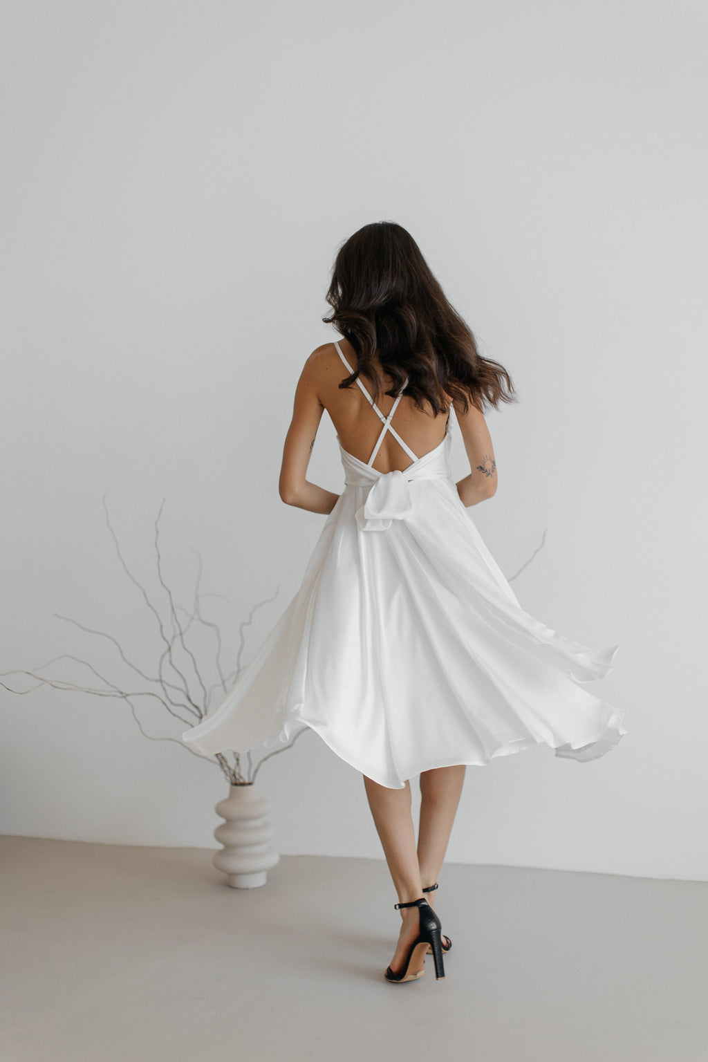 Emerald Green Silk Dress: Backless Cowl Neck Wedding Guest Dress
