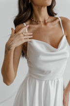 Emerald Green Silk Dress: Backless Cowl Neck Wedding Guest Dress