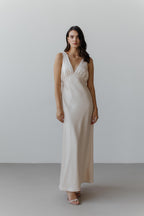 Ivory Silk Bridesmaid Dress: Open Back A-Line Maxi