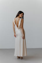 Ivory Silk Bridesmaid Dress: Open Back A-Line Maxi
