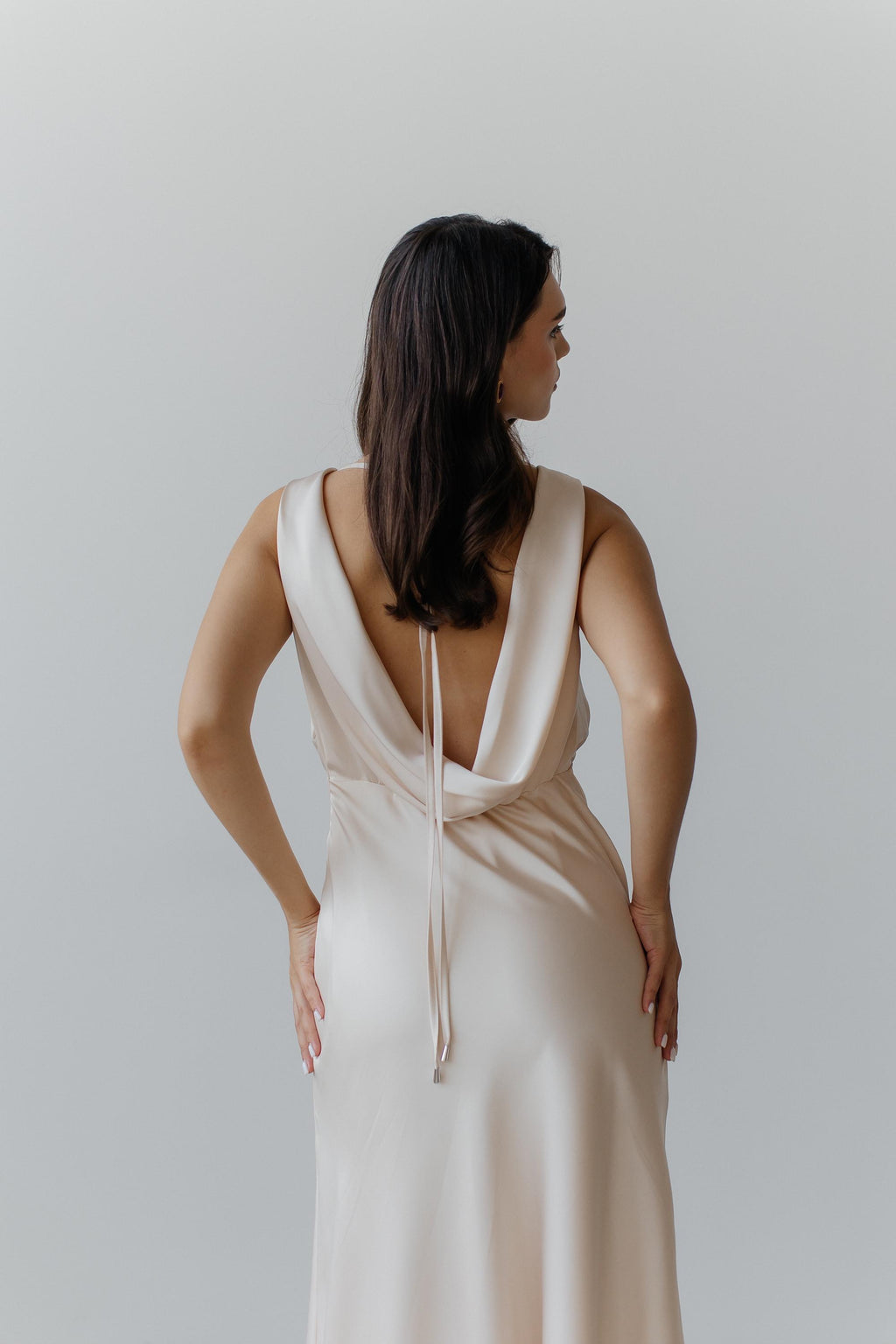 Ivory Silk Bridesmaid Dress: Open Back A-Line Maxi