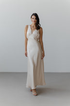 Ivory Silk Bridesmaid Dress: Open Back A-Line Maxi