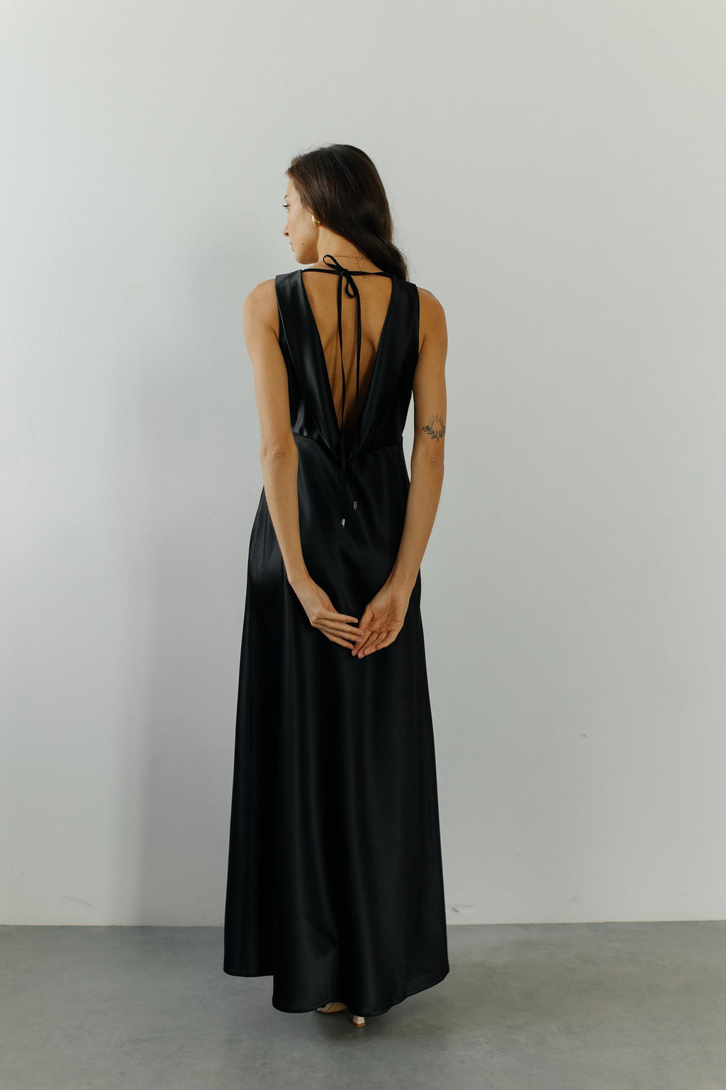 Ivory Silk Bridesmaid Dress: Open Back A-Line Maxi