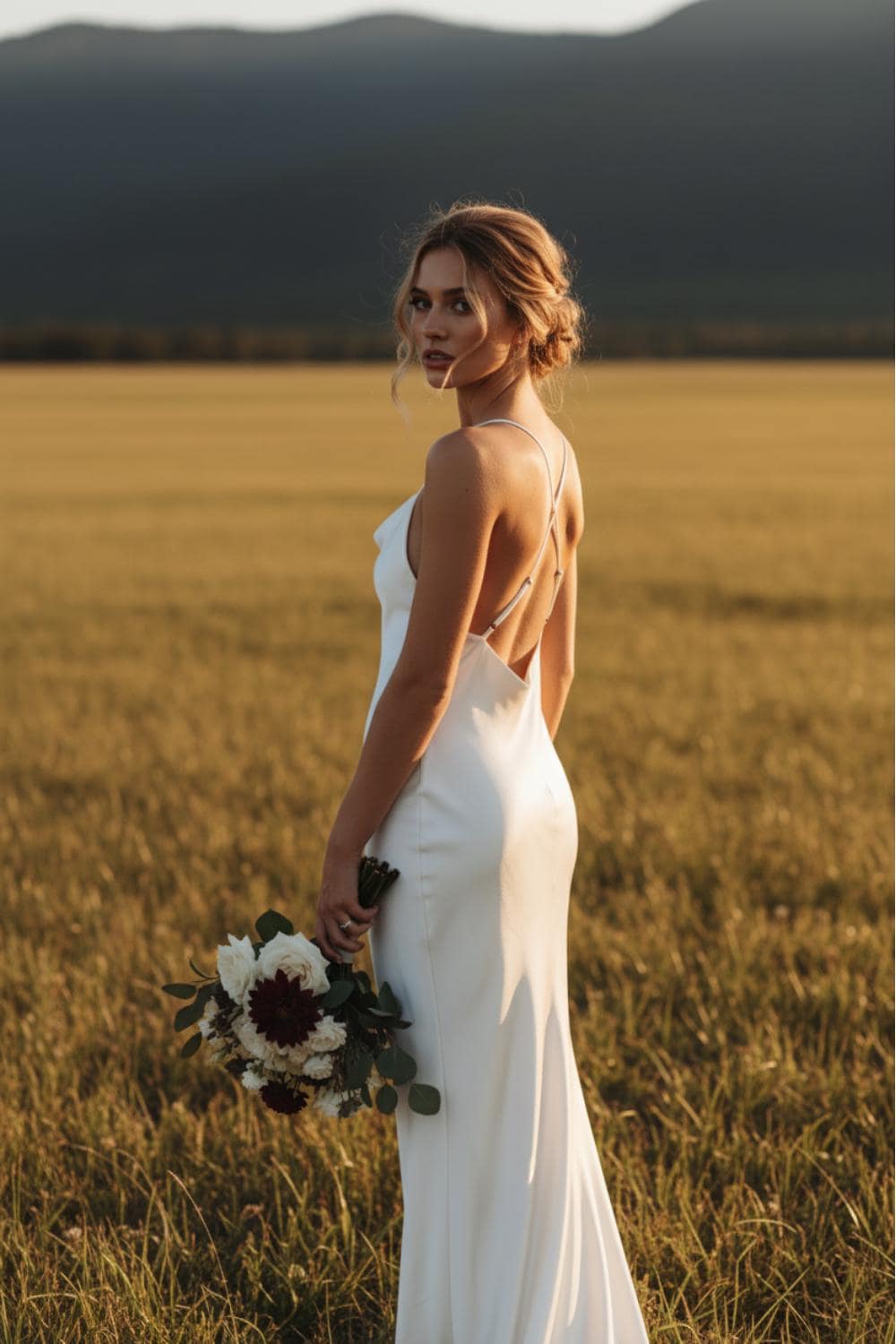 White 100% mulberry silk satin maxi dress Cowl neck simple silk wedding dress Low back minimal sateen fluid liquid bias gown / Fully lined