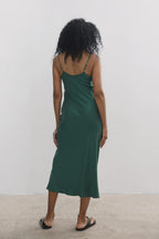 Mulberry silk slip midi dress with V neck in Colors - Final Sale