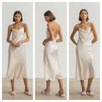 Mulberry silk slip midi dress with cowl neck in Colors - Final Sale