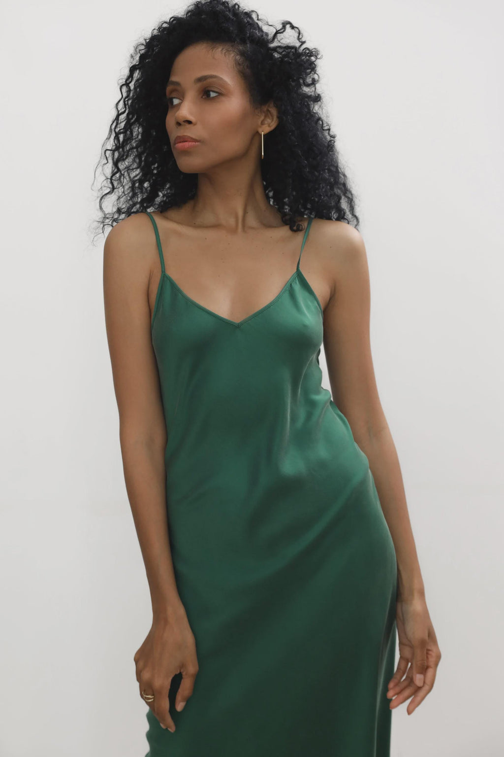 Mulberry silk slip midi dress with V neck in Colors - Final Sale