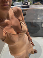 Mulberry silk slip midi dress with V neck in Colors - Final Sale
