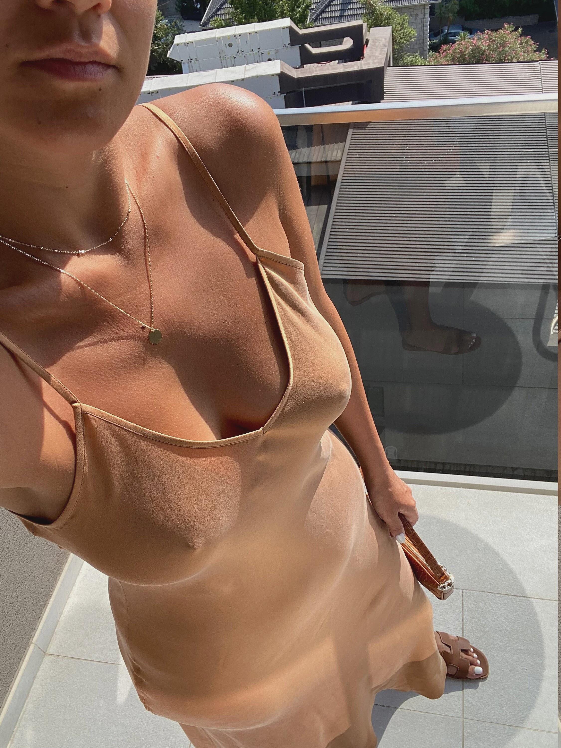 Mulberry silk slip midi dress with V neck in Colors - Final Sale