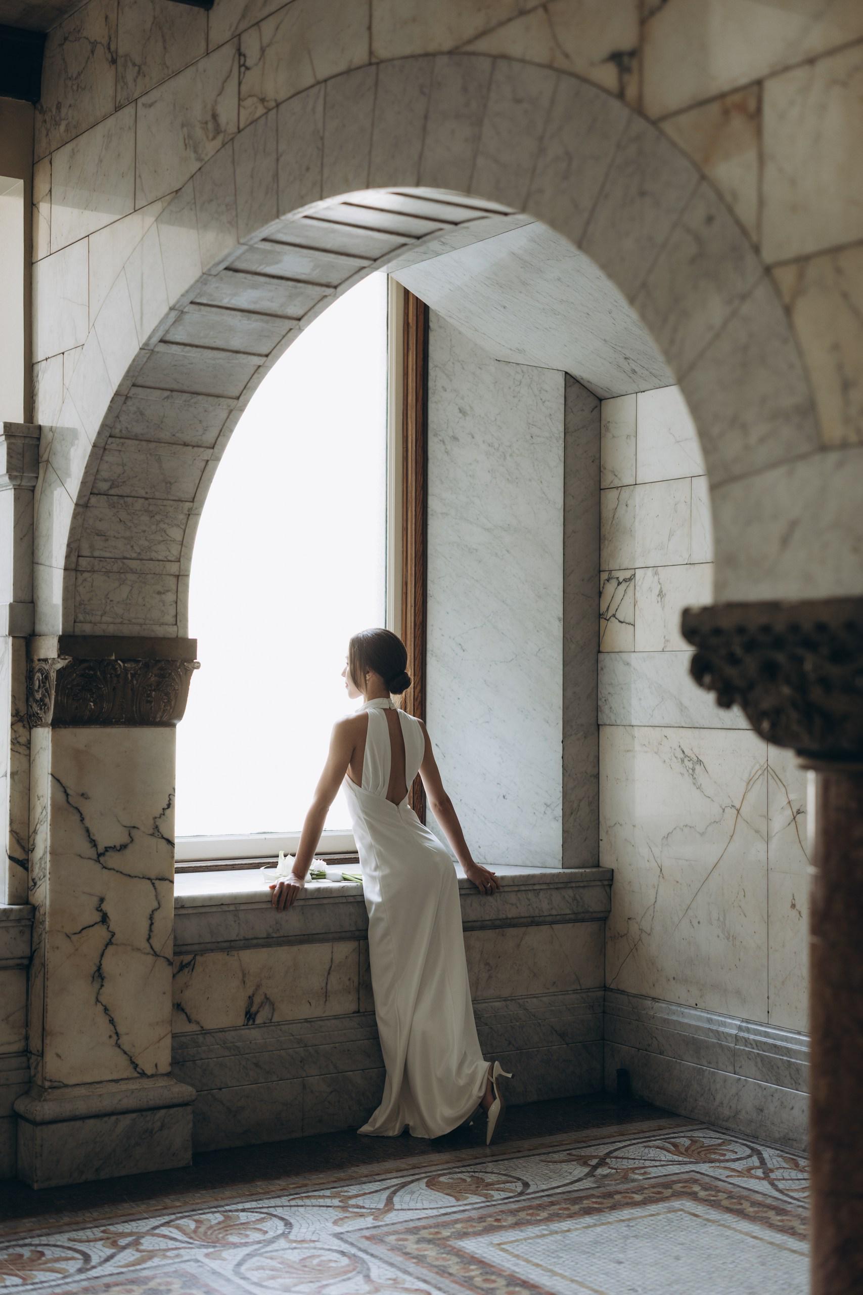 Civil Wedding Dress. Simple Wedding Dress. Ivory civil wedding gown. White Satin Dress. Maxi Satin Silk Dress. Open Back civil wedding dress