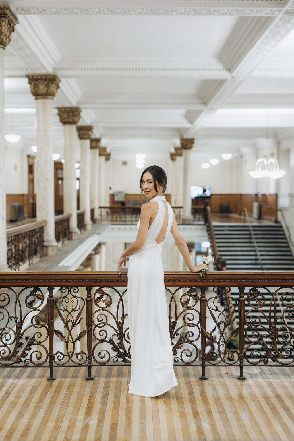 Civil Wedding Dress. Simple Wedding Dress. Ivory civil wedding gown. White Satin Dress. Maxi Satin Silk Dress. Open Back civil wedding dress