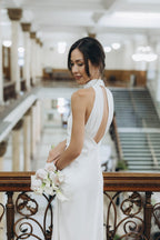 Civil Wedding Dress. Simple Wedding Dress. Ivory civil wedding gown. White Satin Dress. Maxi Satin Silk Dress. Open Back civil wedding dress