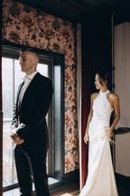 Civil Wedding Dress. Simple Wedding Dress. Ivory civil wedding gown. White Satin Dress. Maxi Satin Silk Dress. Open Back civil wedding dress