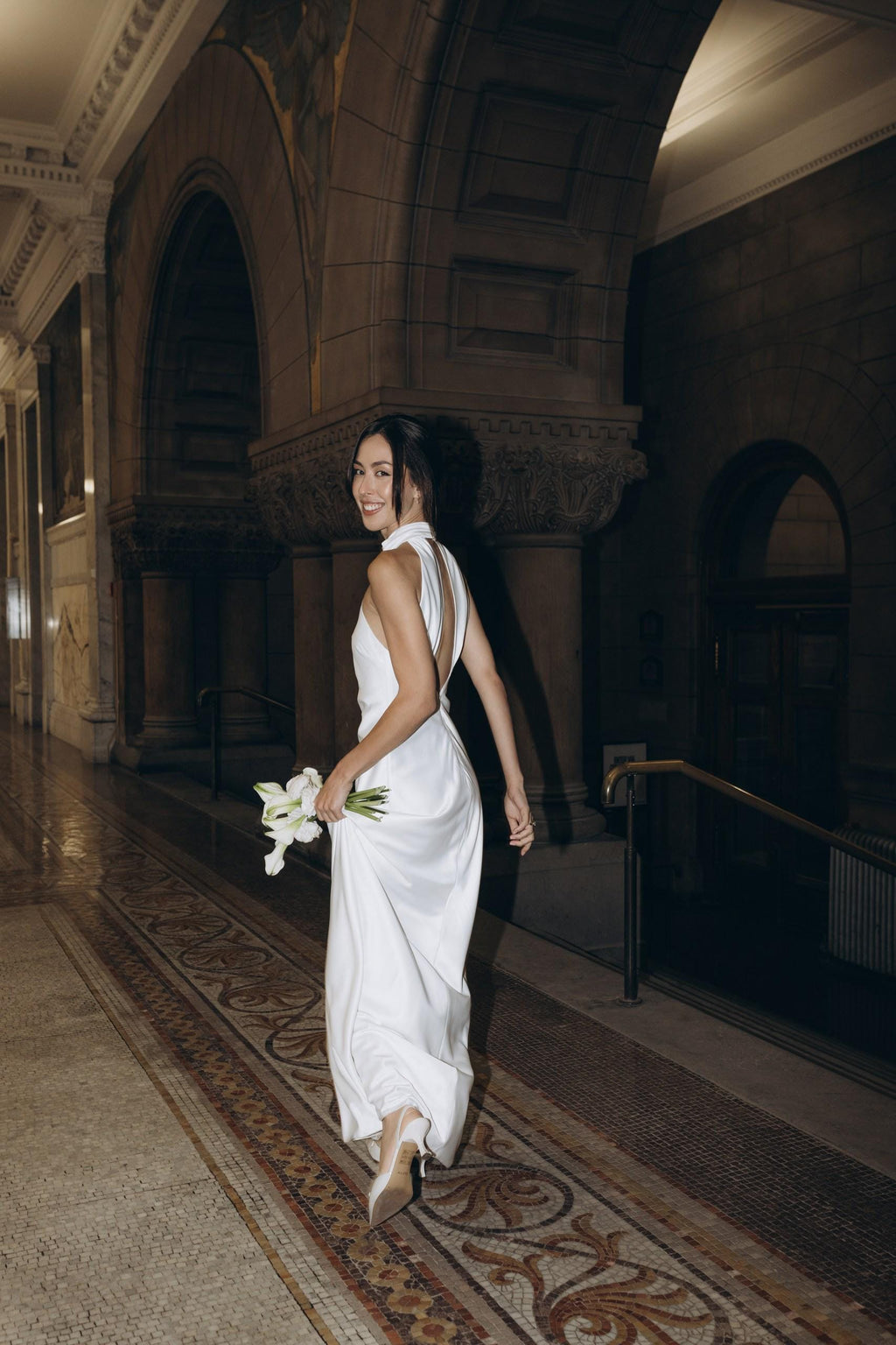 Civil Wedding Dress. Simple Wedding Dress. Ivory civil wedding gown. White Satin Dress. Maxi Satin Silk Dress. Open Back civil wedding dress