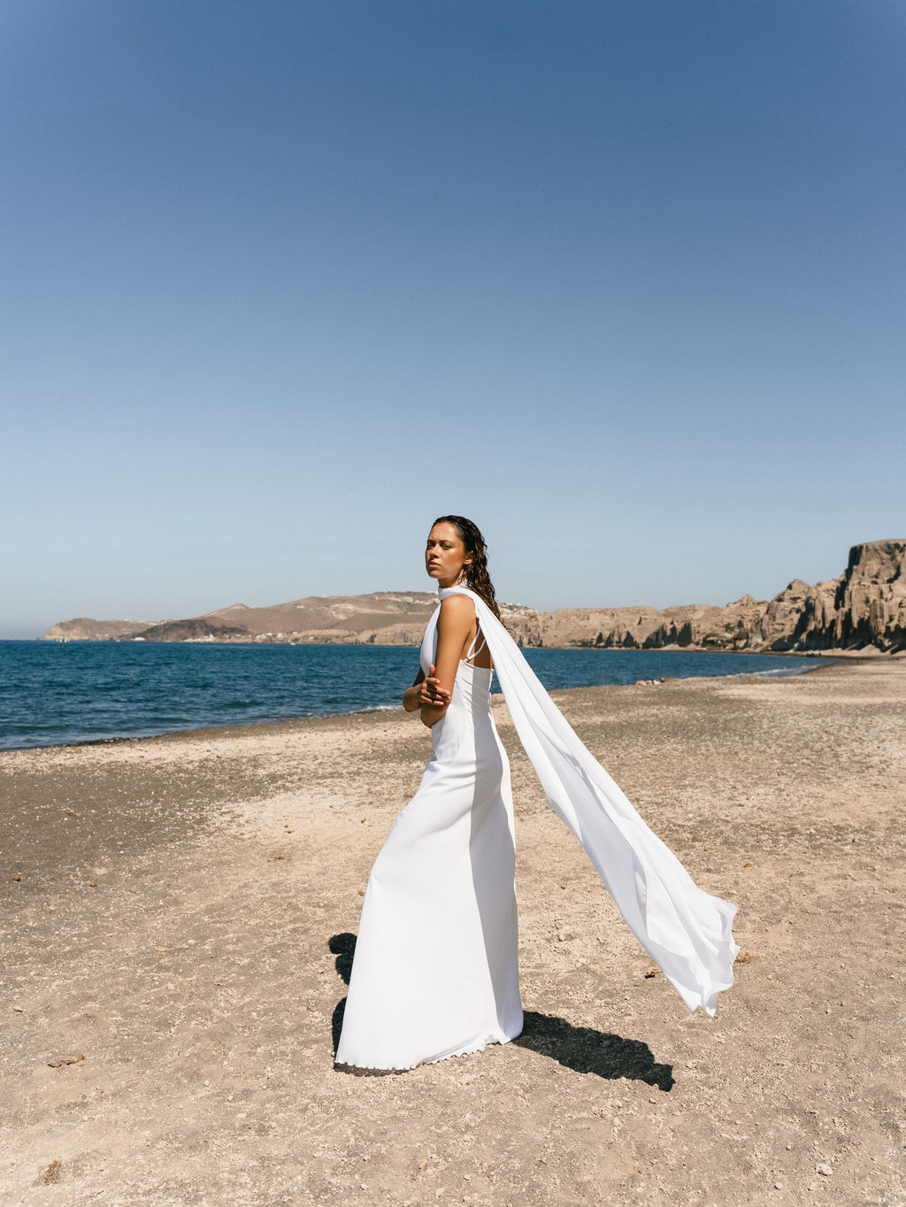 Satin Silk Maxi Dress: Brown Backless Wedding Guest Dress