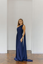Satin Silk Maxi Dress: Brown Backless Wedding Guest Dress