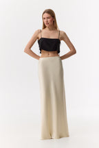 Elegant 100% Silk Separates | Minimalist Slip Tank Top and Maxi Skirt set - premium mulberry silk satin - heavy double-faced