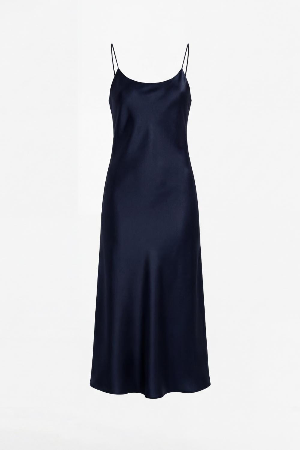 100% Silk Satin Midi Slip Dress – Classic Bias Cut Spaghetti Strap Cami Dress, 22 Momme Casual Cocktail Wedding guest - Different Colors