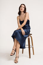100% Silk Satin Midi Slip Dress – Classic Bias Cut Spaghetti Strap Cami Dress, 22 Momme Casual Cocktail Wedding guest - Different Colors