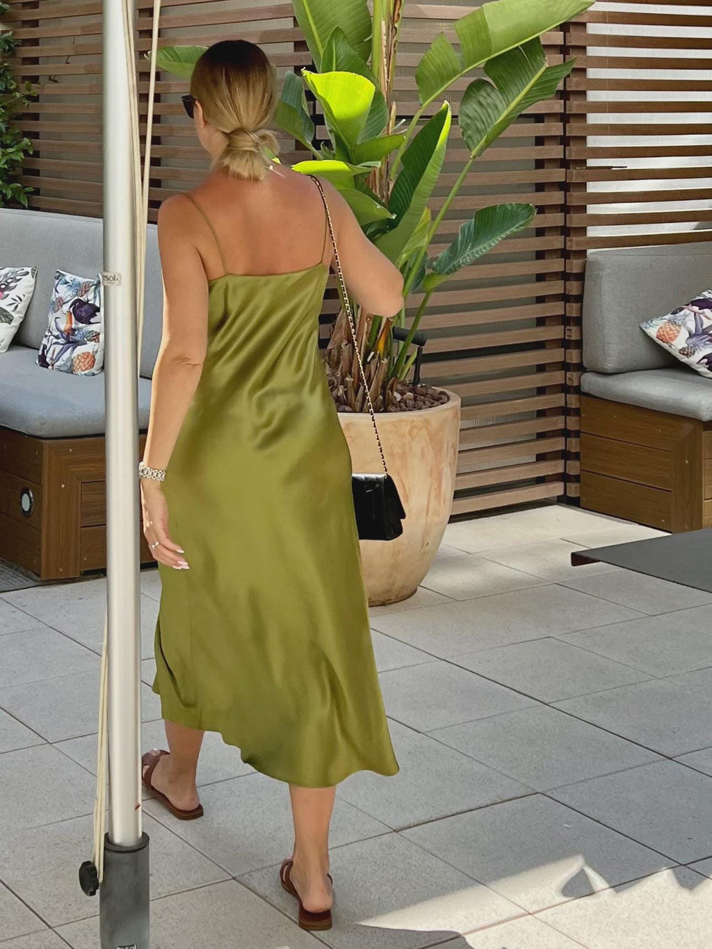 100% Silk Satin Midi Slip Dress – Classic Bias Cut Spaghetti Strap Cami Dress, 22 Momme Casual Cocktail Wedding guest - Different Colors