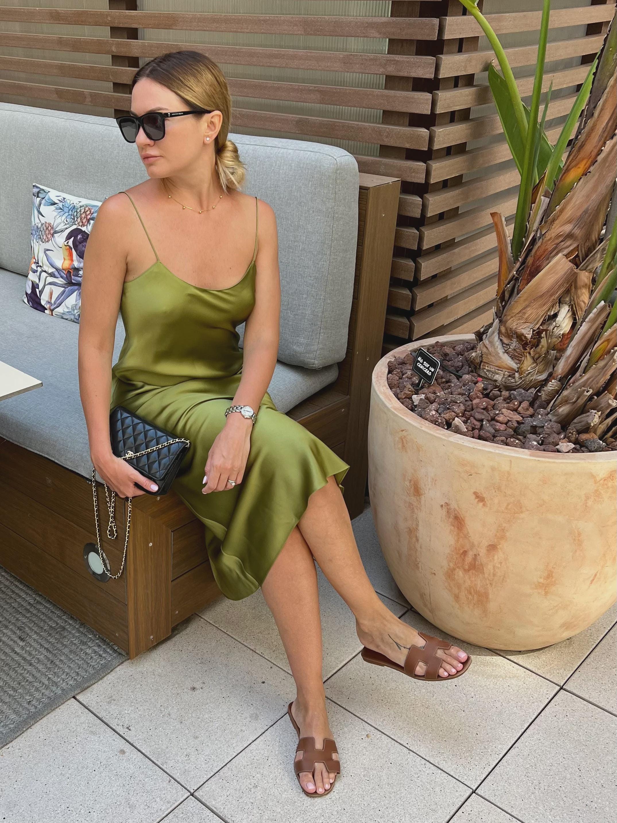 100% Silk Satin Midi Slip Dress – Classic Bias Cut Spaghetti Strap Cami Dress, 22 Momme Casual Cocktail Wedding guest - Different Colors