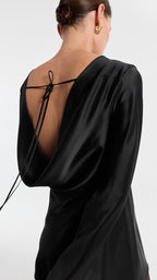 100% Silk backless maxi dress with long sleeves Bias cut slip gown Formal evening gala dress