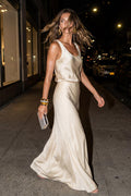 Elegant 100% Silk Separates | Minimalist Slip Tank Top and Maxi Skirt set - premium mulberry silk satin - heavy double-faced