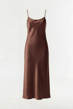 100% Silk Satin Midi Slip Dress – Classic Bias Cut Spaghetti Strap Cami Dress, 22 Momme Casual Cocktail Wedding guest - Different Colors