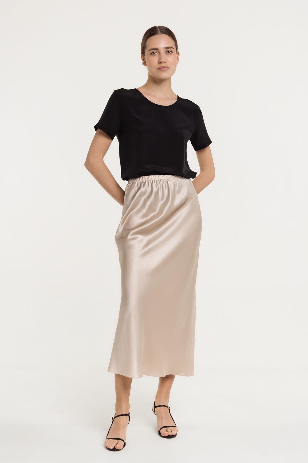 100% mulberry silk slip skirt Silk satin skirt in Colors Bias cut - Final Sale