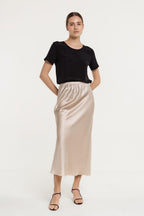 100% mulberry silk slip skirt Silk satin skirt in Colors Bias cut - Final Sale
