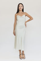Mulberry silk slip midi dress with cowl neck in Colors - Final Sale