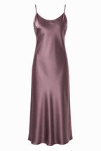 Mulberry Silk Slip Dress | Bias Cut Silk Round Neck Midi Dress