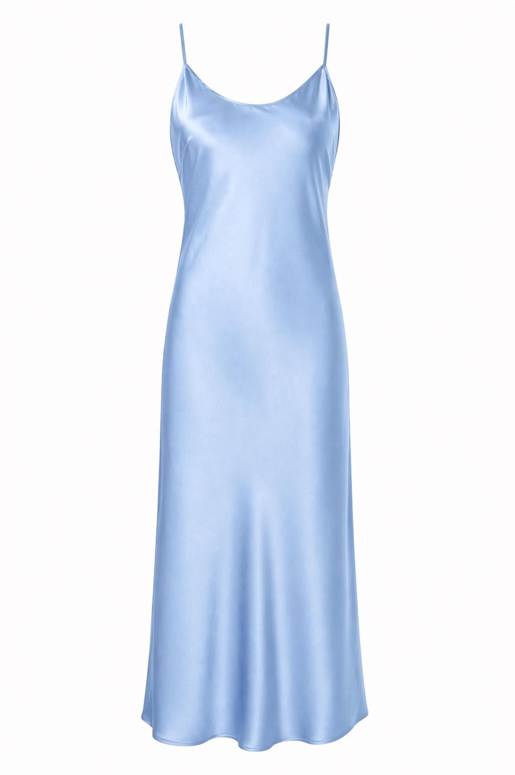 Mulberry Silk Slip Dress | Bias Cut Silk Round Neck Midi Dress