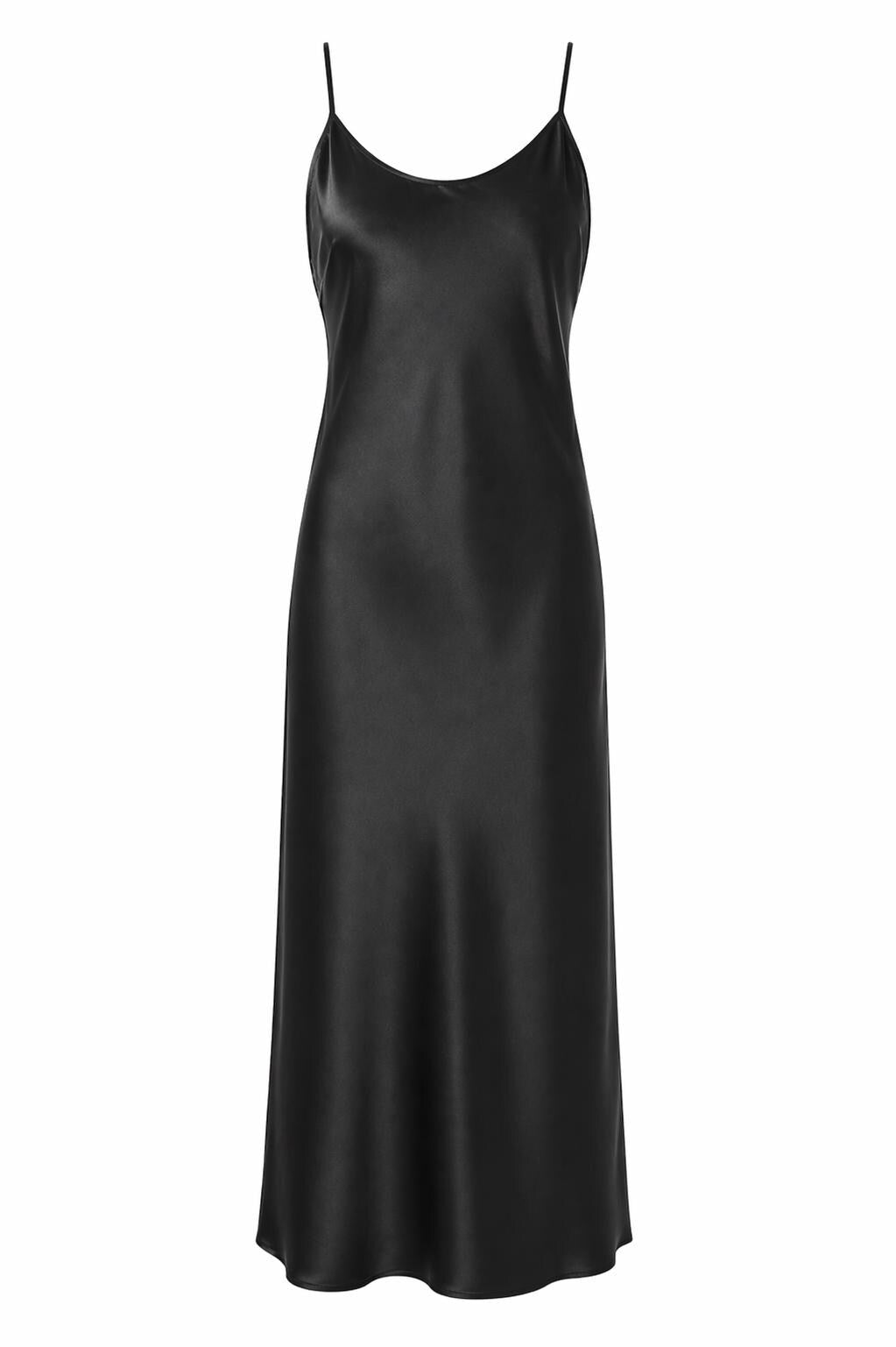 Mulberry Silk Slip Dress | Bias Cut Silk Round Neck Midi Dress