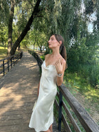 Mulberry silk slip midi dress with cowl neck in Colors - Final Sale