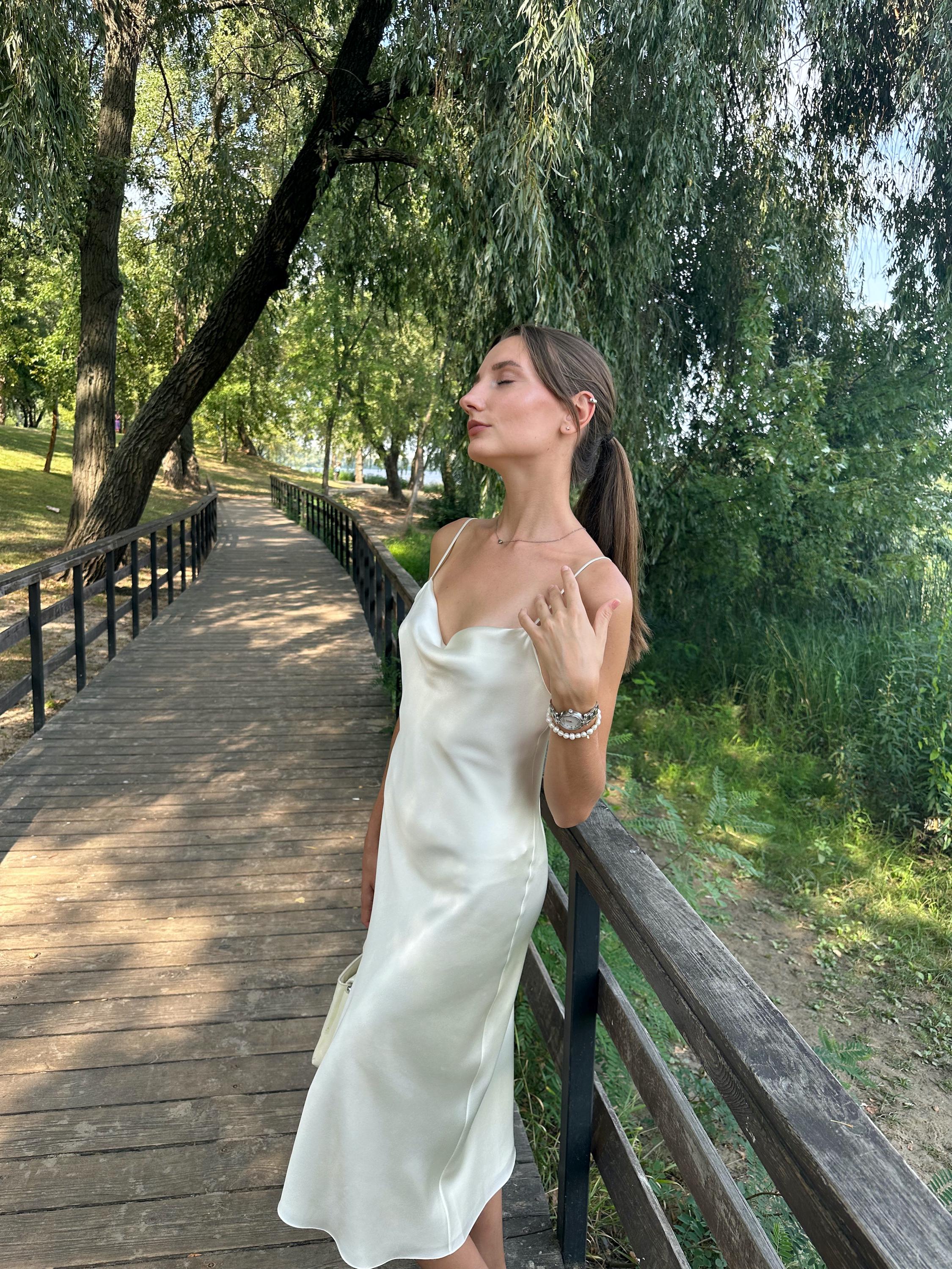Mulberry silk slip midi dress with cowl neck in Colors - Final Sale